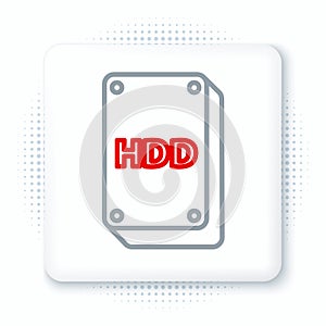 Line Hard disk drive HDD icon isolated on white background. Colorful outline concept. Vector