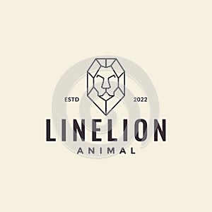Line head lion polygon hipster logo design vector graphic symbol icon illustration creative idea