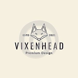 Line head vixen hipster logo design vector graphic symbol icon sign illustration creative idea