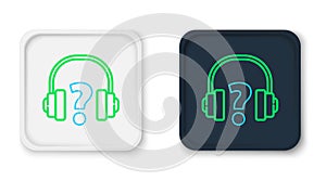Line Headphones icon isolated on white background. Support customer service, hotline, call center, faq, maintenance