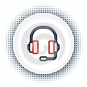 Line Headphones icon isolated on white background. Support customer service, hotline, call center, faq, maintenance