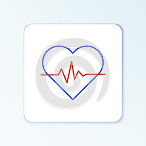 Line Heart rate icon isolated on white background. Heartbeat sign. Heart pulse icon. Cardiogram icon. Colorful outline