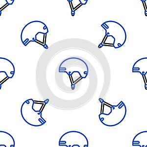 Line Helmet icon isolated seamless pattern on white background. Extreme sport. Sport equipment. Colorful outline concept