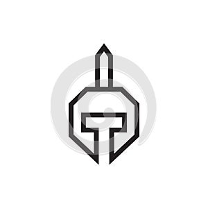 Line helmet warrior spartan logo design, vector graphic symbol icon illustration creative idea