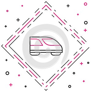 Line High-speed train icon isolated on white background. Railroad travel and railway tourism. Subway or metro