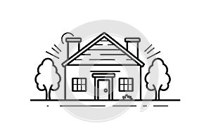 Line Home Icon, Minimalist House Symbol, Real Estate Logo, Cottage Building Silhouette, Home Icon