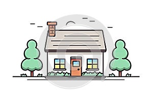 Line Home Icon, Minimalist House Symbol, Real Estate Logo, Cottage Building Silhouette, Home Icon