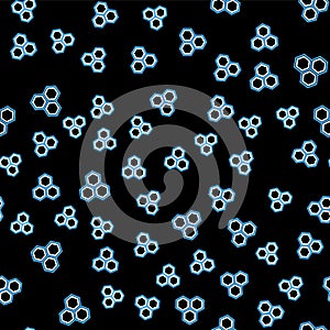Line Honeycomb icon isolated seamless pattern on black background. Honey cells symbol. Sweet natural food. Vector