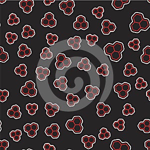 Line Honeycomb icon isolated seamless pattern on black background. Honey cells symbol. Sweet natural food. Vector