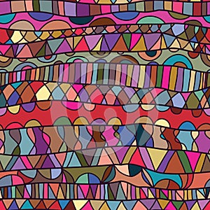 Line horizontal drawing colorful seamless pattern