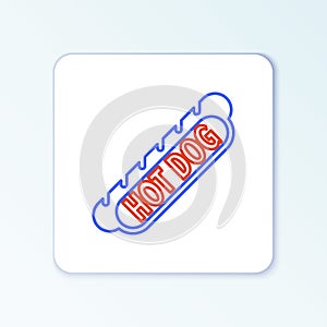 Line Hotdog sandwich icon isolated on white background. Sausage icon. Fast food sign. Colorful outline concept. Vector