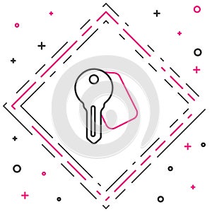 Line Hotel door lock key icon isolated on white background. Colorful outline concept. Vector