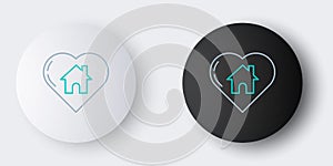 Line House with heart shape icon isolated on grey background. Love home symbol. Family, real estate and realty. Colorful