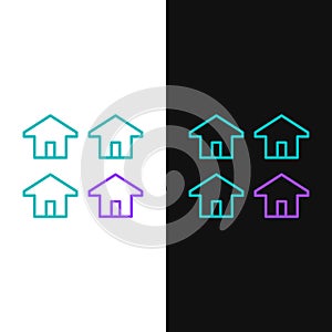 Line House icon isolated on white and black background. Real estate agency or cottage town elite class. Colorful outline