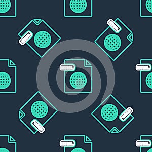 Line HTML file document. Download html button icon isolated seamless pattern on black background. HTML file symbol