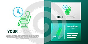 Line Human waiting in airport terminal icon isolated on white background. Colorful outline concept. Vector