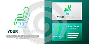 Line Human waiting in airport terminal icon isolated on white background. Colorful outline concept. Vector