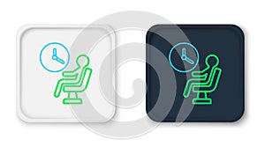 Line Human waiting in airport terminal icon isolated on white background. Colorful outline concept. Vector