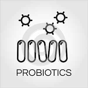 Line icon of abstract probiotics symbol drawn in outline style