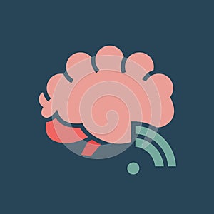 Line icon brain waves. Flat vector illustration.