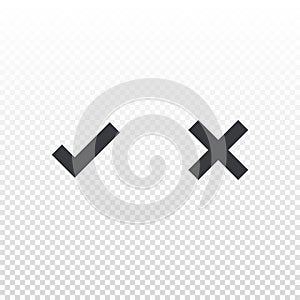 Line icon cancel and approve. Black cross and check mark symbol. Element for design app or website