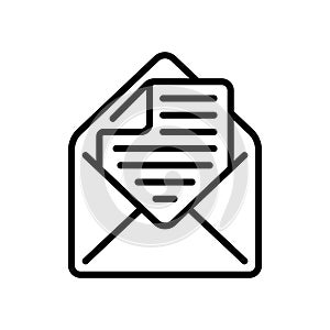line icon design of read or open email with notes paper folded in top corner
