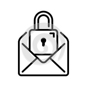 line icon design of read or open email with notif of security and protection padlock