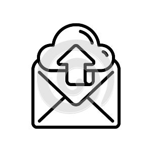 line icon design of read or open email with notif of upload backup data in cloud