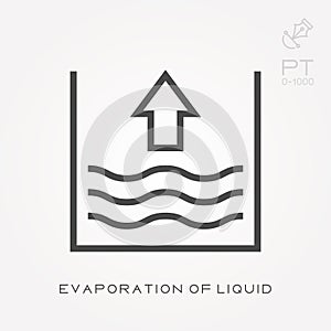 Line icon evaporation of liquid