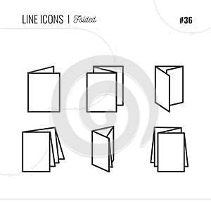 Line Icon of Folded, Pamphlet, Flayer, Isolated Object.