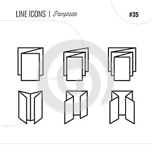 Line Icon of Folded, Pamphlet, Flayer, Isolated Object.