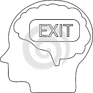Brain Outline Vector Human Head, Mind, Thinking Concept