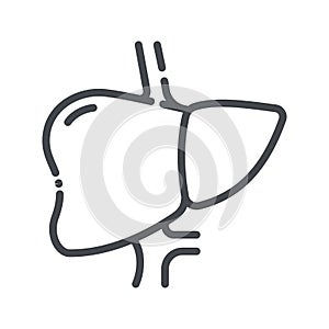 Line icon of human liver organ side view. Healthcare symbol isolated