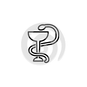 Line icon. Hygeia bowl, Hippocratic cup, Hospital symbol