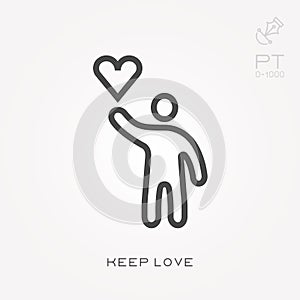 Simple vector illustration with ability to change. Line icon keep love