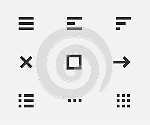 Line icon menu for mobile navigation. Vector app design application. Simple interface element set