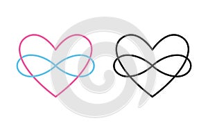 Line icon polyamory. Colored and black versions. Ethical non monogamy concept. Notions of polygamy and open relations