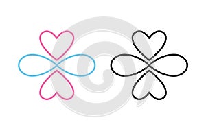 Line icon polyamory. Colored and black versions. Ethical non monogamy concept. Notions of polygamy and open relations