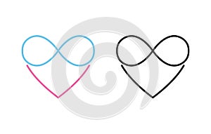 Line icon polyamory. Colored and black versions. Ethical non monogamy concept. Notions of polygamy and open relations