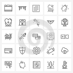 Line Icon Set of 25 Modern Symbols of food, detail, justified, dollar, list