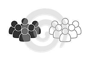 Line icon set of people in black color on white background