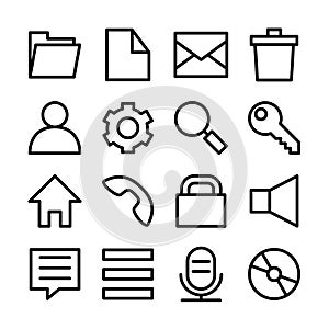Line icon set related of popular operating system user interface