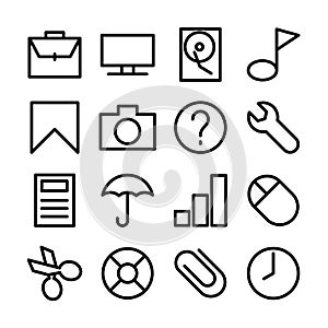 Line icon set related of popular operating system user interface