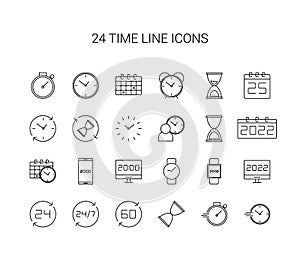 Line icon set. Time pack. Vector Illustration
