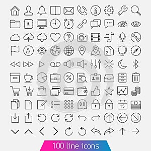 100 línea conjunto compuesto por iconos 