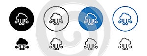 Cloud computing icon showing cloud with data transfer arrows