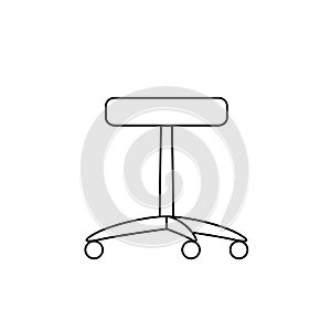 Line icon stool on casters. Black outline Chair