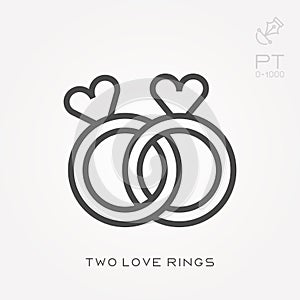 Simple vector illustration with ability to change. Line icon two love rings