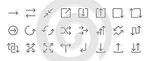 Line icons of arrow pointer symbol