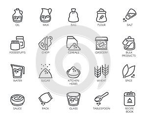20 line icons on cookery theme. Outline logo isolated on white background. Editable Stroke. 48x48 Pixel Perfect photo